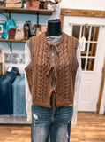 Cropped Cable Knit Sleeveless Vest