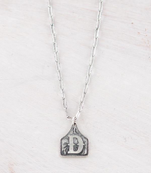 Cow Tag Initial Necklace