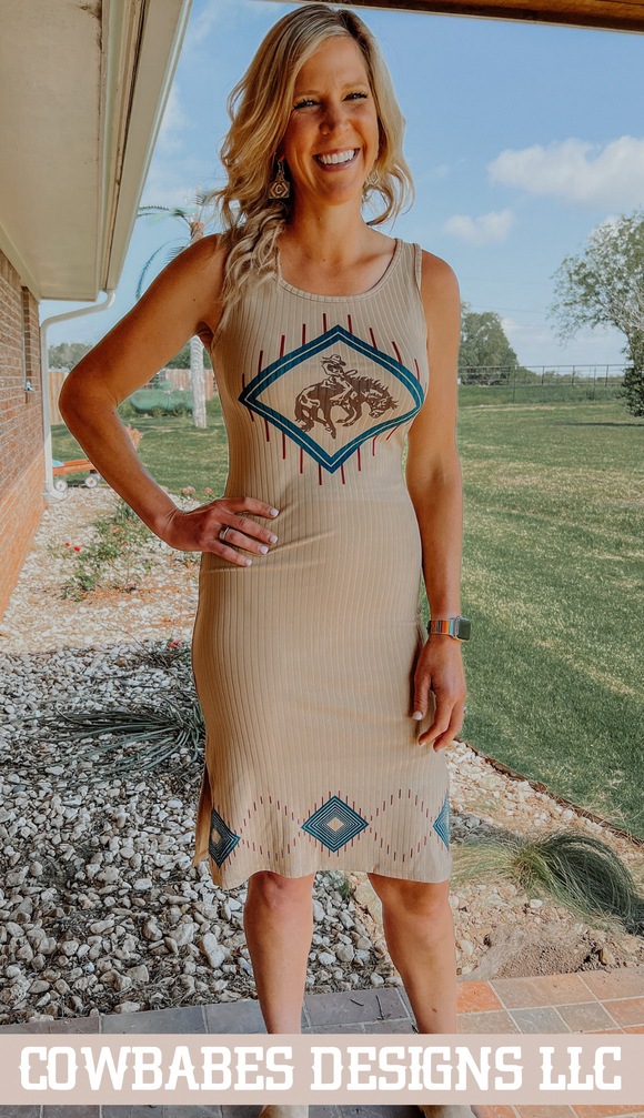 A Lil More Western Midi Dress- Diamondback Bronc