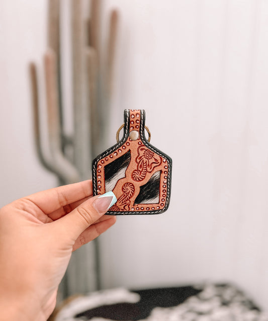 Trails West Hand-tooled Leather Key Fob