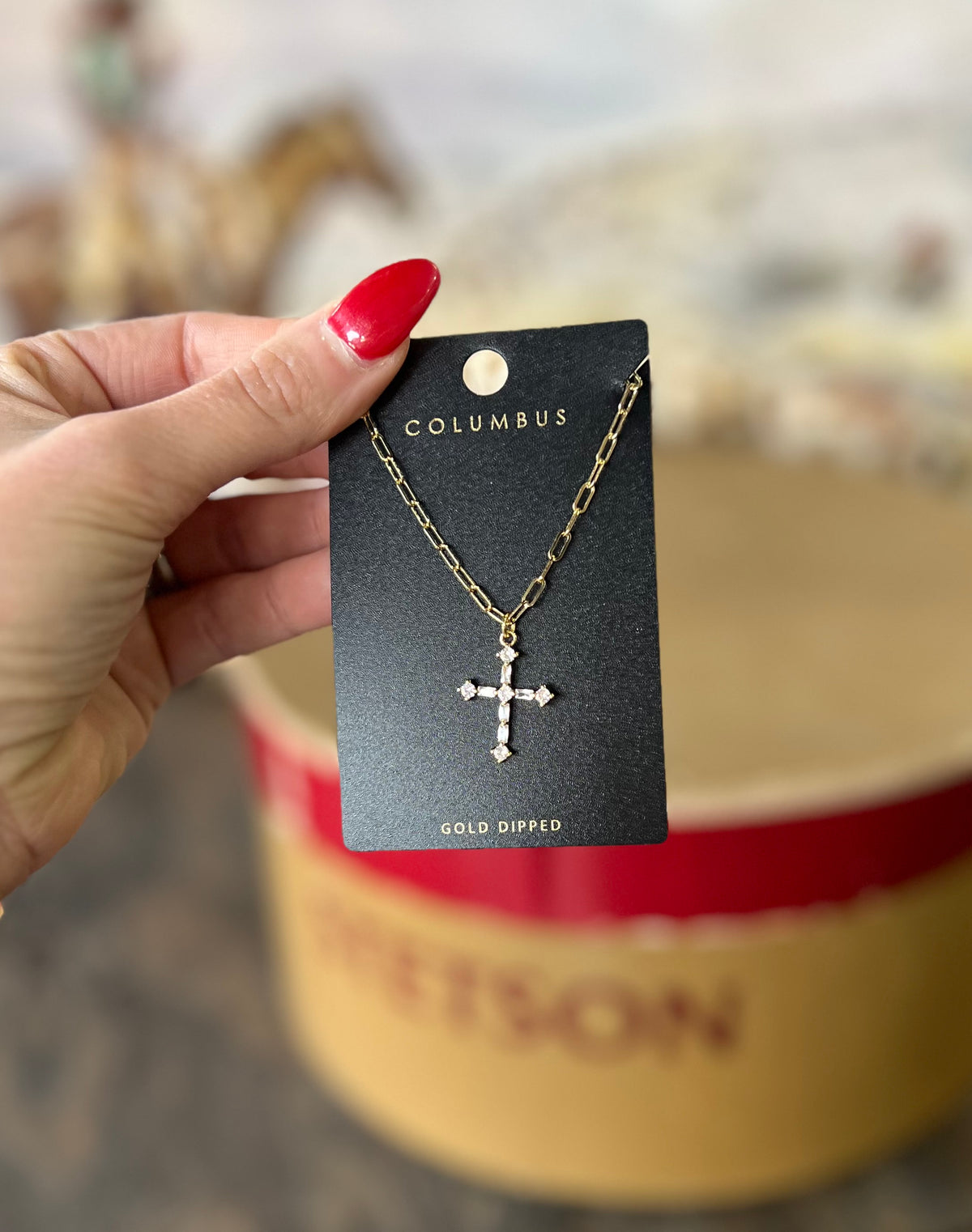 Rhinestone Gold Cross Necklace