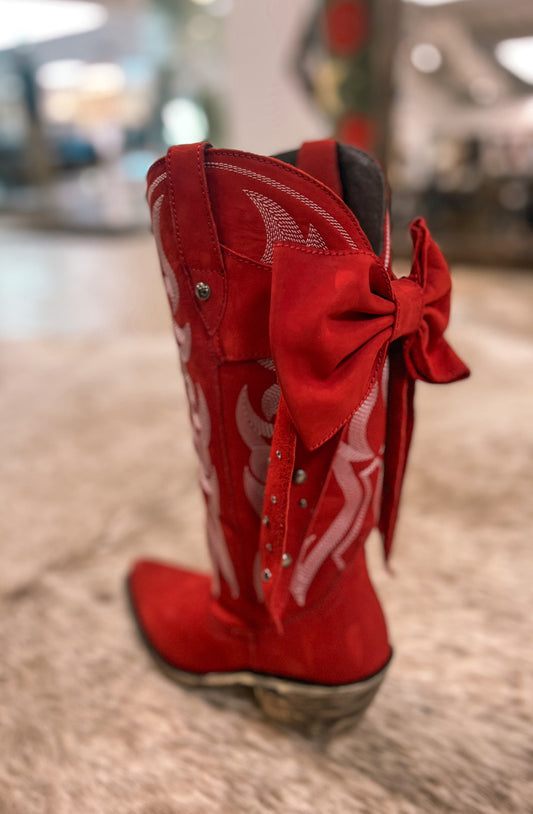 Liberty Black Alexandra Bow Boot Nubuck Rojo