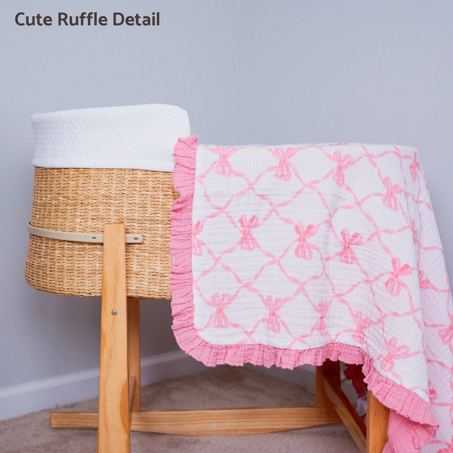 Beautiful Bows Muslin Quilt Baby & Kids Ruffle Blanket