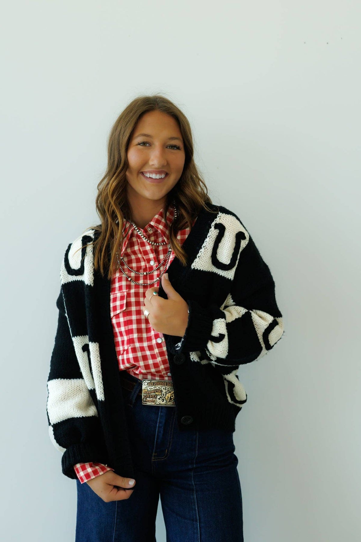 Black Horseshoe Knit Cardigan