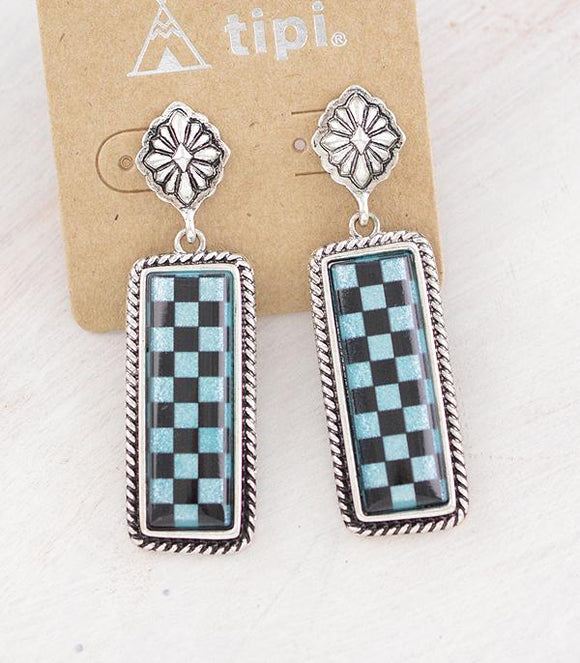 Checkered Bar Earrings