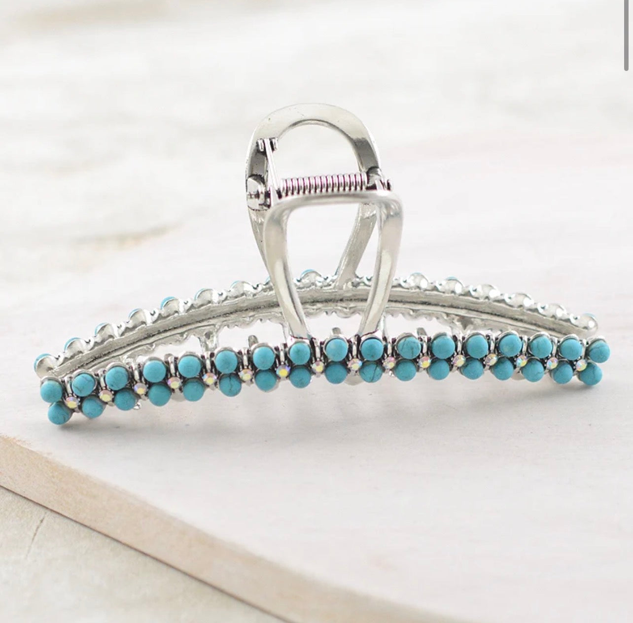 Rhinestone & Navajo Pearl Bead Hair Claw Clip