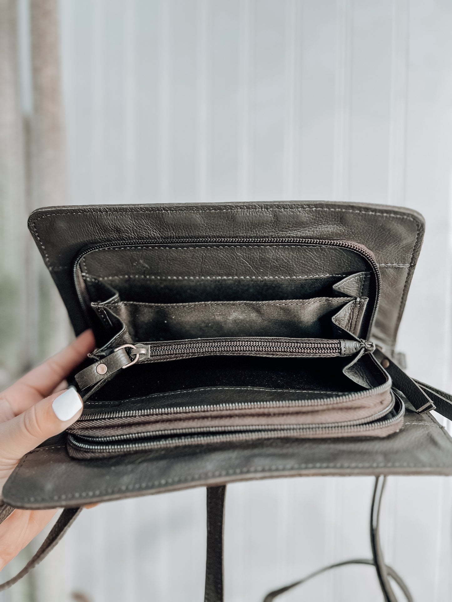 Tooled Wallet with Crossbody Strap