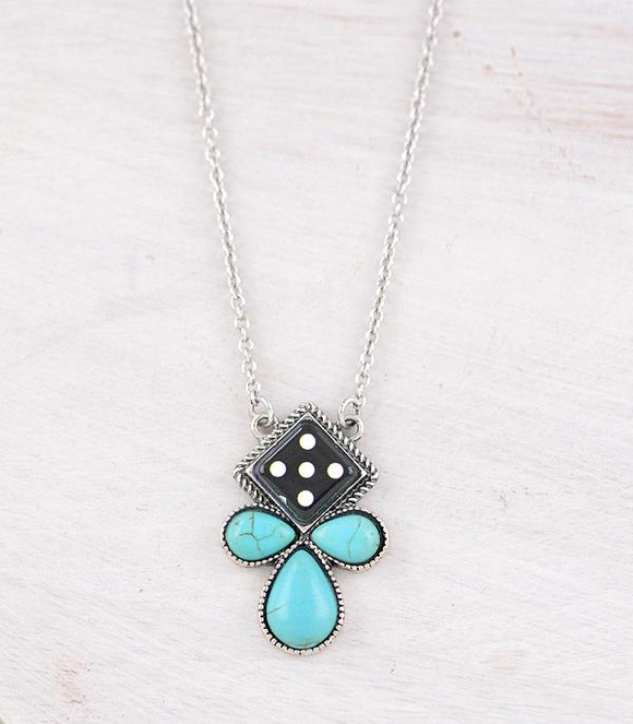 Turquoise Dice Pendant Necklace