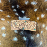 Flower Tooled Leather Claw Clip