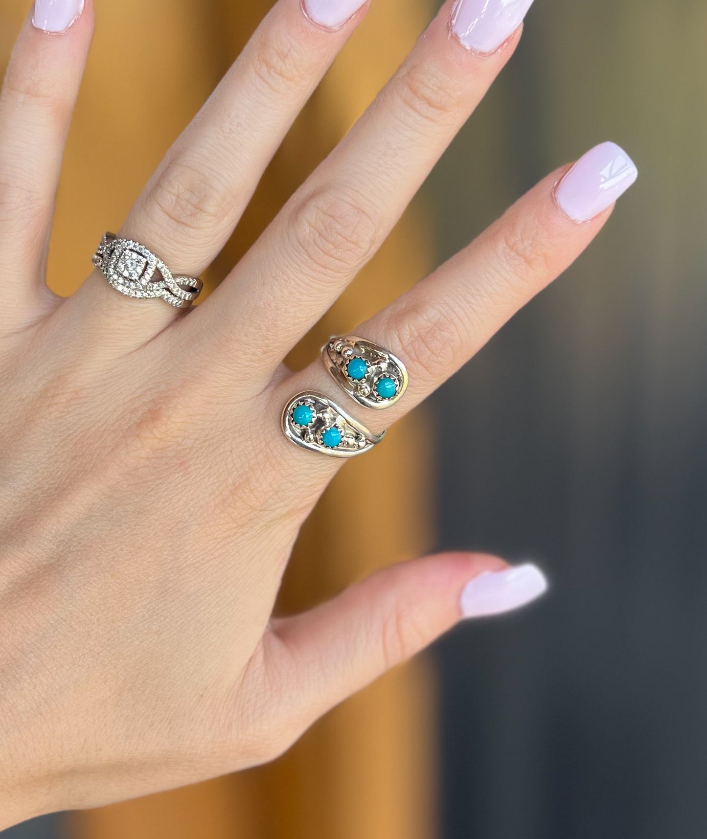 Authentic Sterling Silver Turquoise Twist Ring