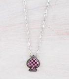 Checkered Spade Pendant Necklace