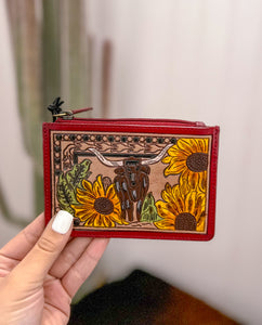 Where Longhorns Graze Hand Tooled Credit Card Holder