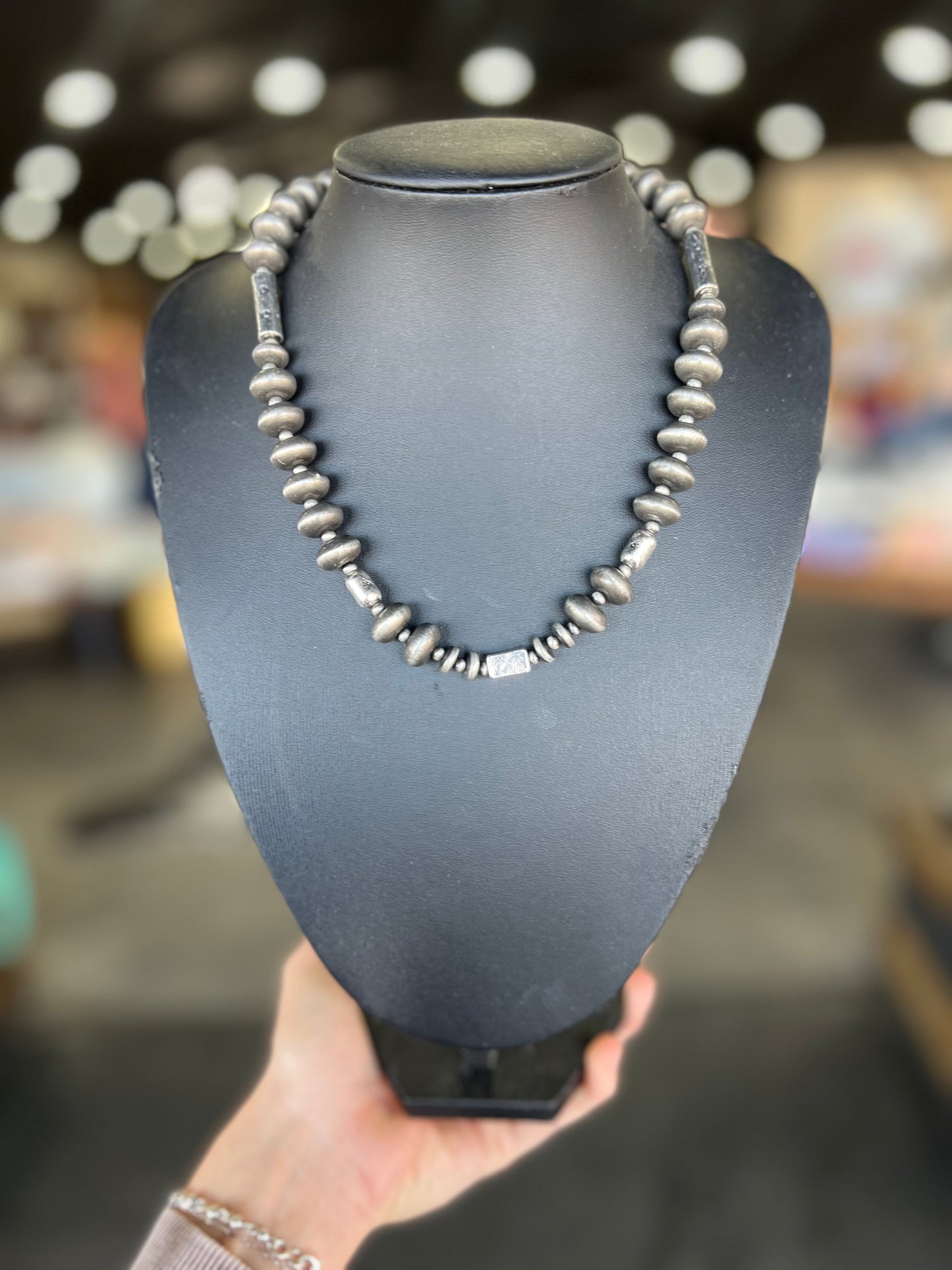 Saucer Navajo & Block Bead Necklace