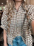The Willow Gingham Top *Brown