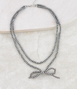 Navajo Pearl Bead Bow Layered Necklace