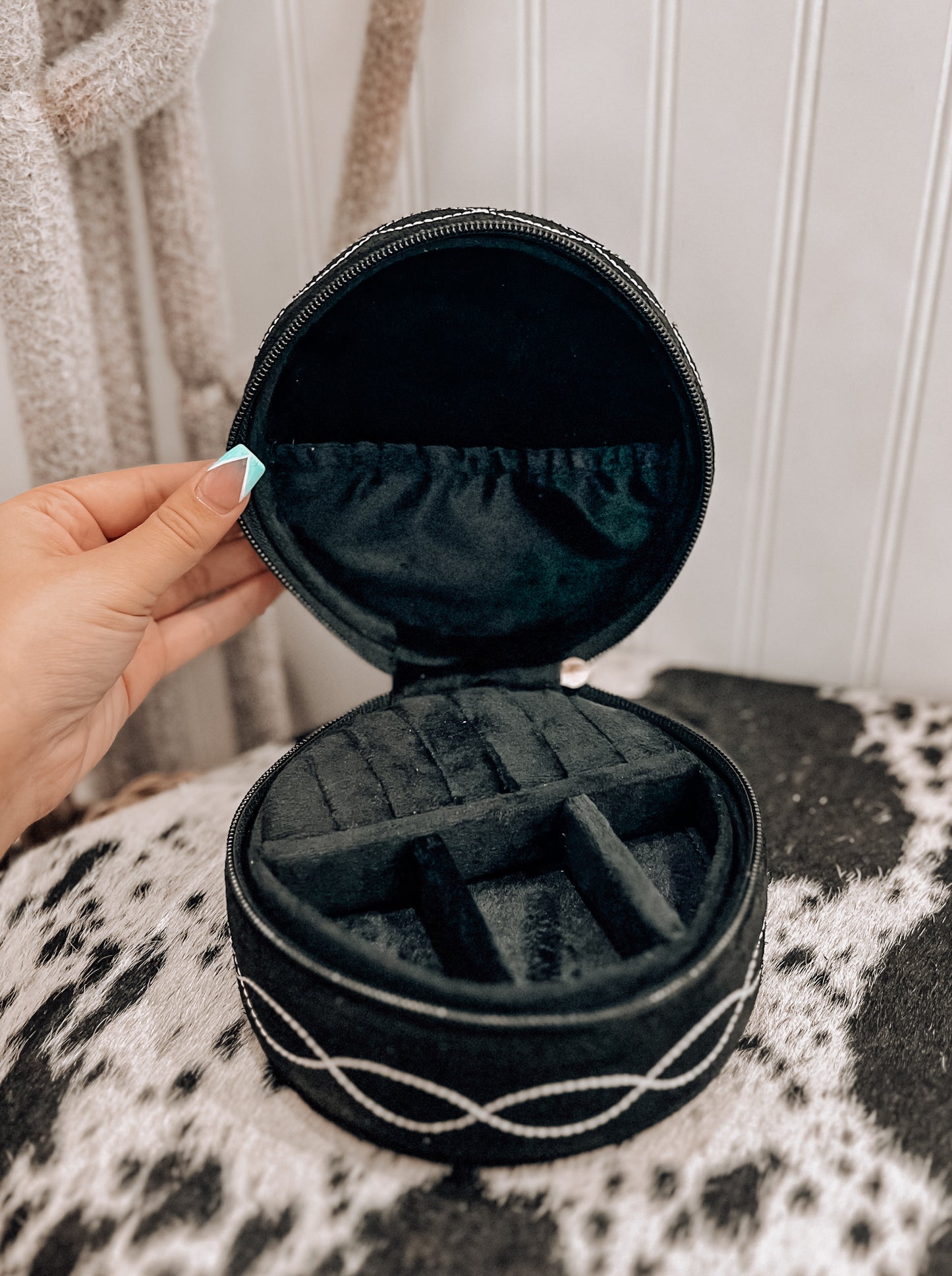 Black Boot Stitch Jewelry Box