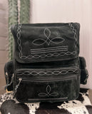 Boot Stitch Leather Backpack *Black