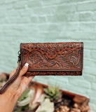 Brown Tooled Leather Wallet