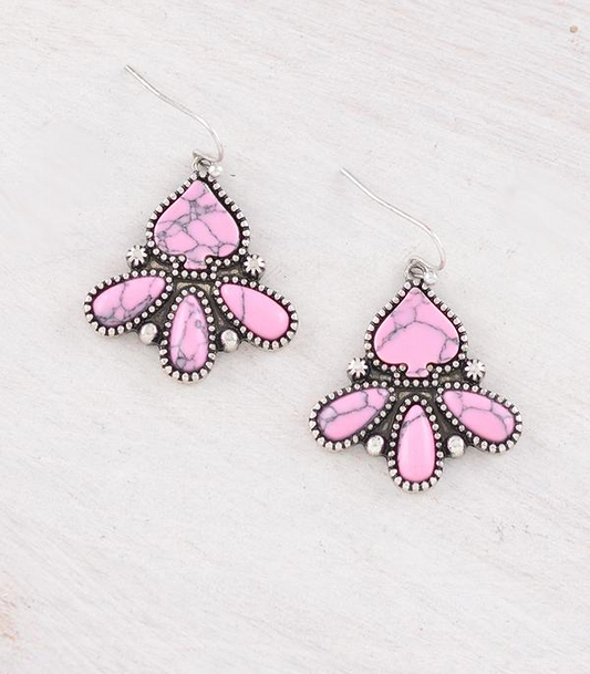 Spade Semi Stone Earrings