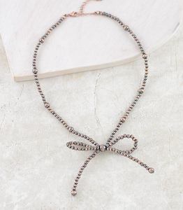 Navajo Pearl Bead Bow Necklace