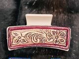 Floral Tooled Leather Claw Clip