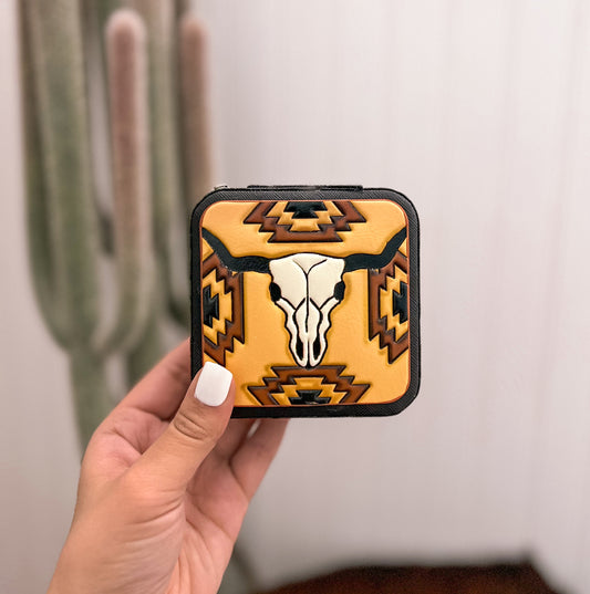 Aztec Skull Mini Travel Jewelry Box