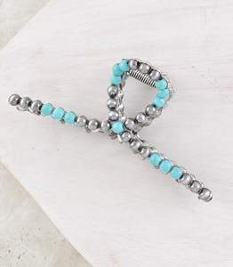 Navajo Pearl & Turquoise Claw Clip