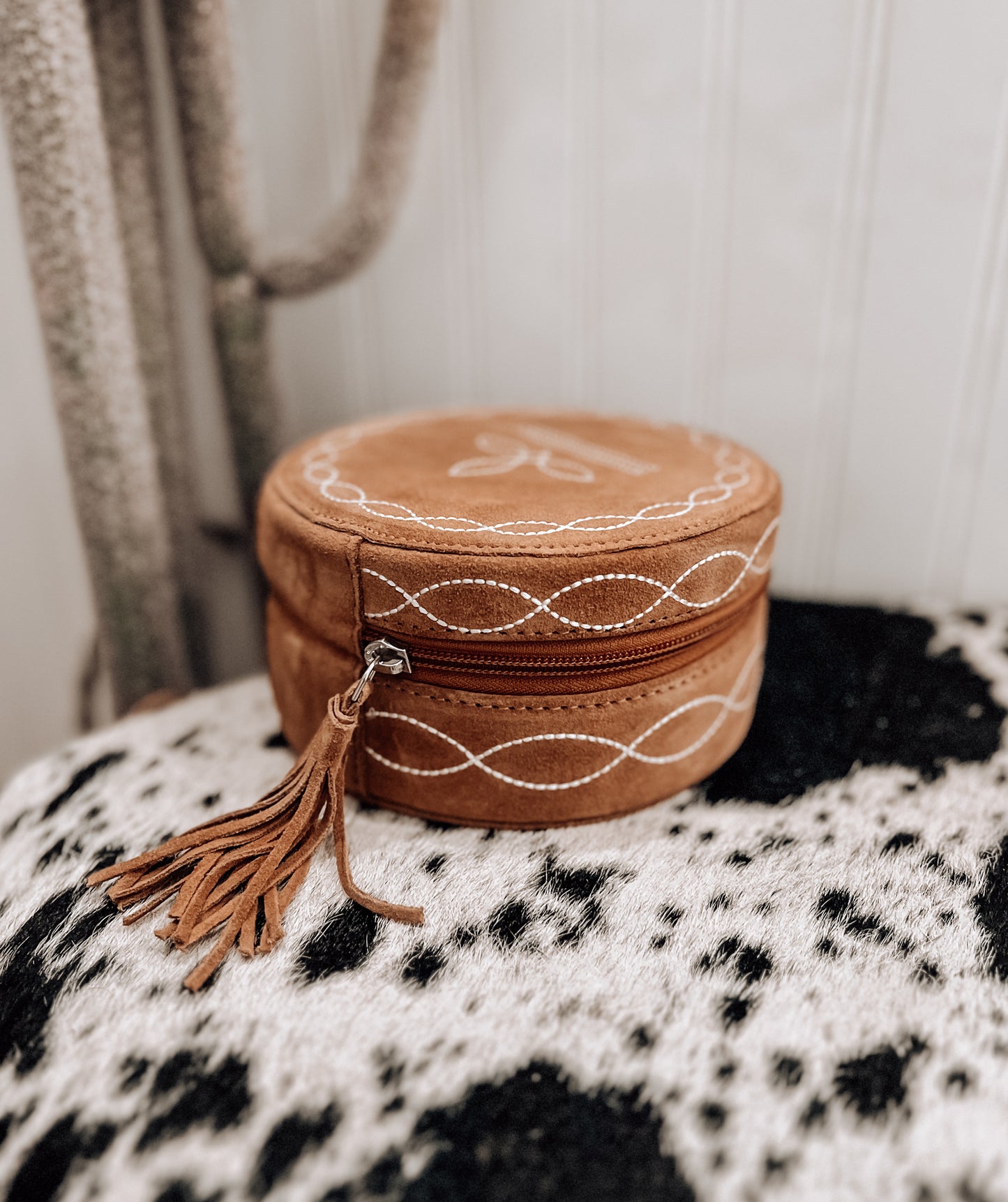 Tan Boot Stitch Jewelry Box