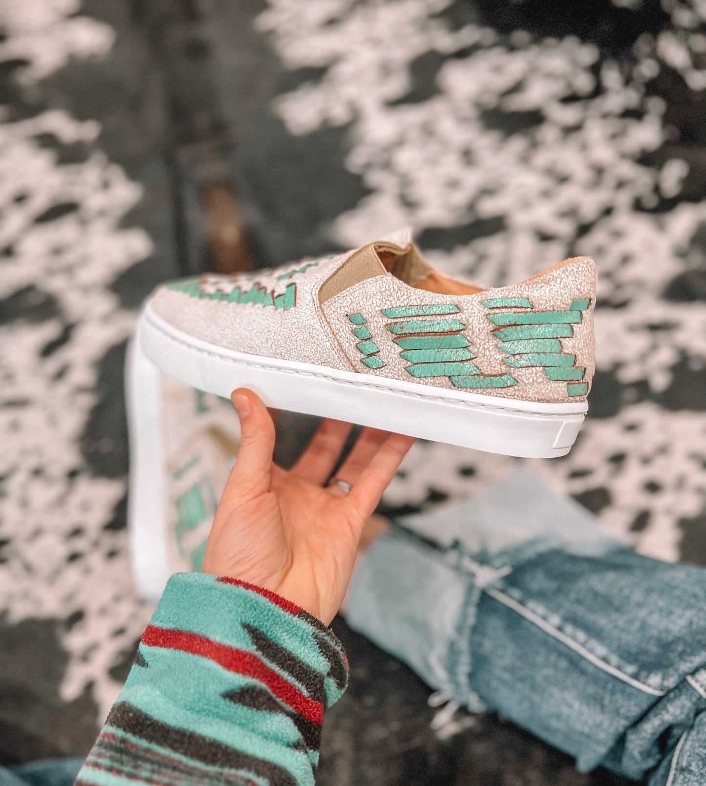 Turquoise Dakota Leather Tennis Shoes