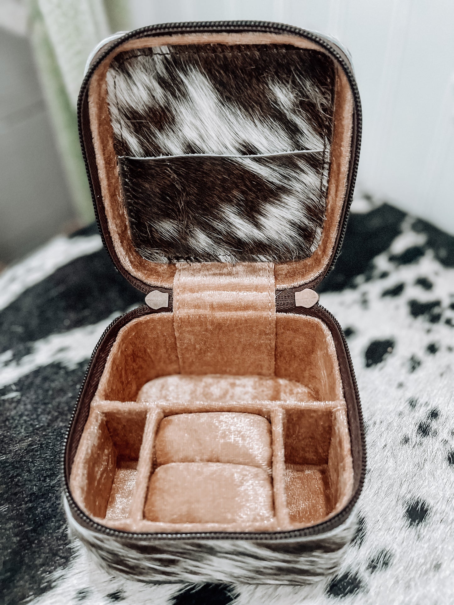 Cowhide Mini Travel Jewelry Box