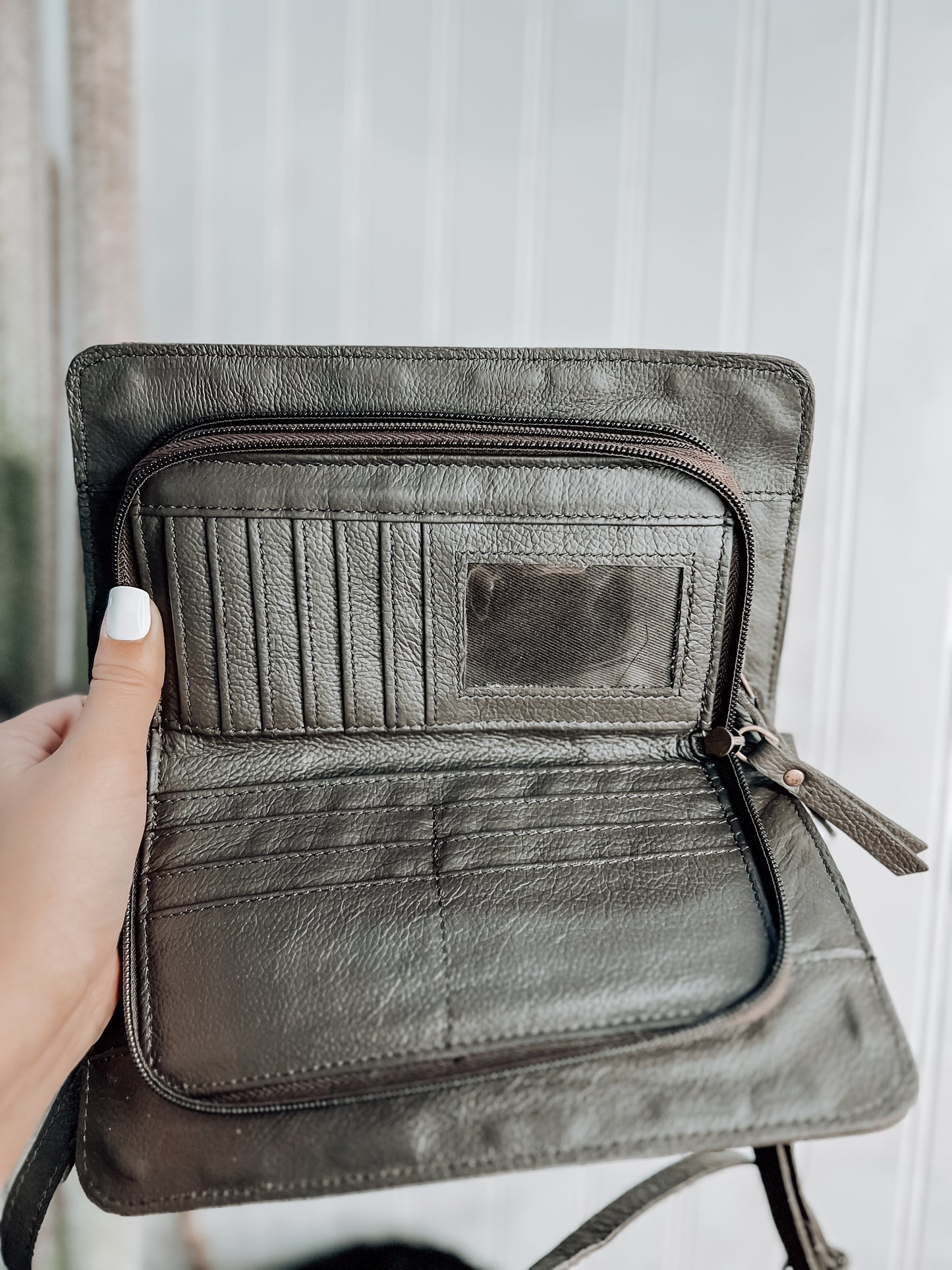 Tooled Wallet with Crossbody Strap