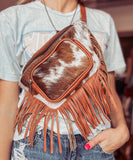 Red Cowhide Fanny Pack