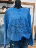 Royal Blue Boot Stitch Corded Sweatshirt