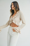 Ruffle Long Sleeve Crop Top