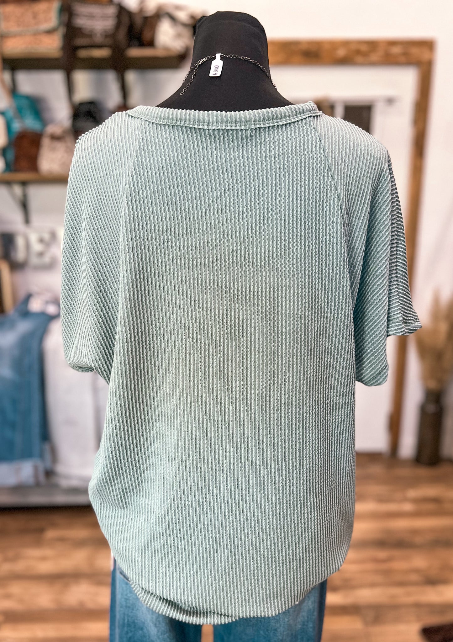 The Willa Ribbed Tee *Sage