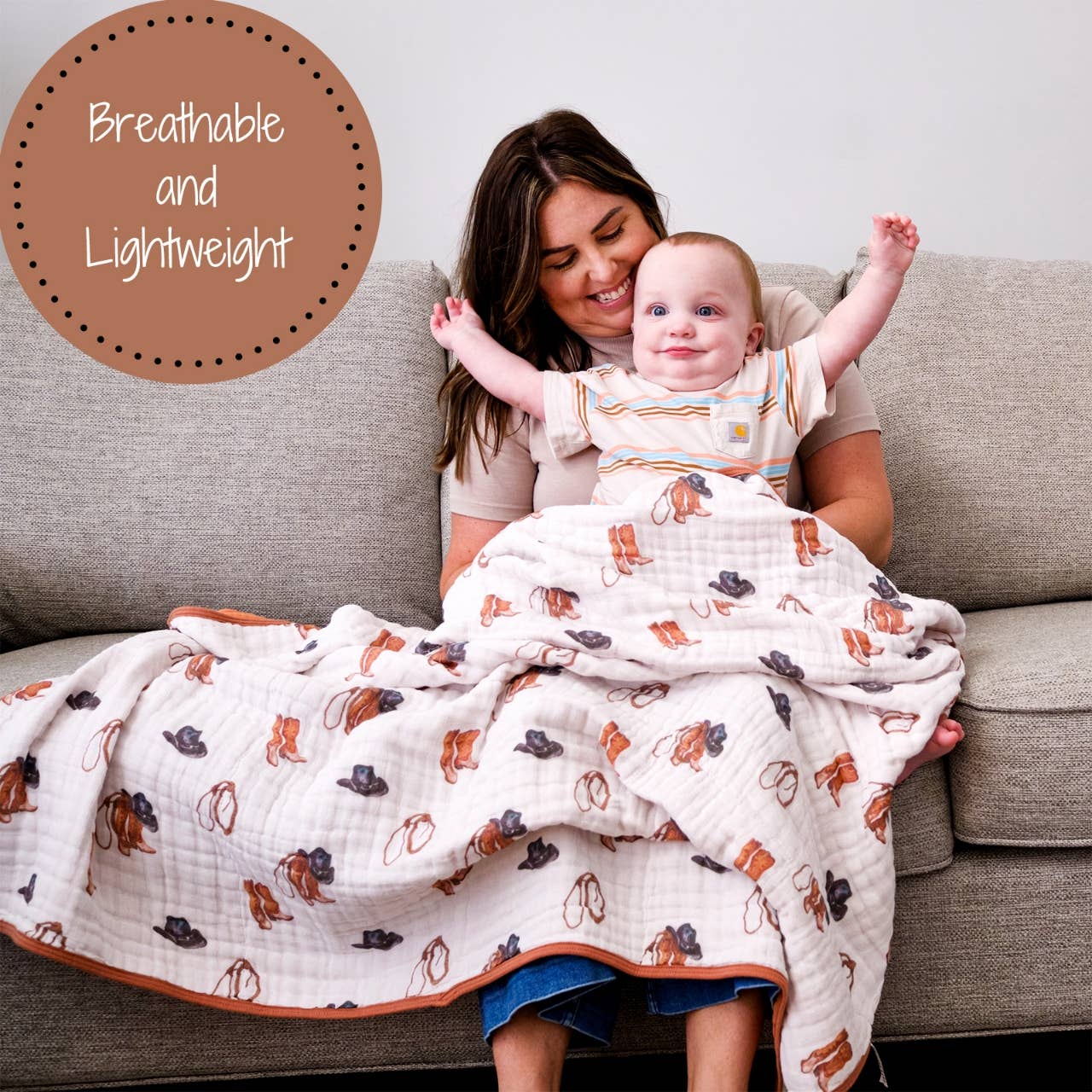 Blanket Better in Boots Muslin Quilt Blanket