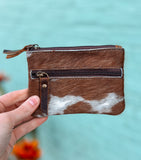 Cowhide Zipper Coin Purse