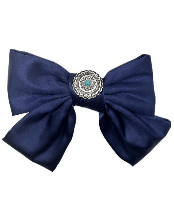 Western Concho Hair Bow *Navy