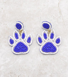 Paw Print Earrings - Blue