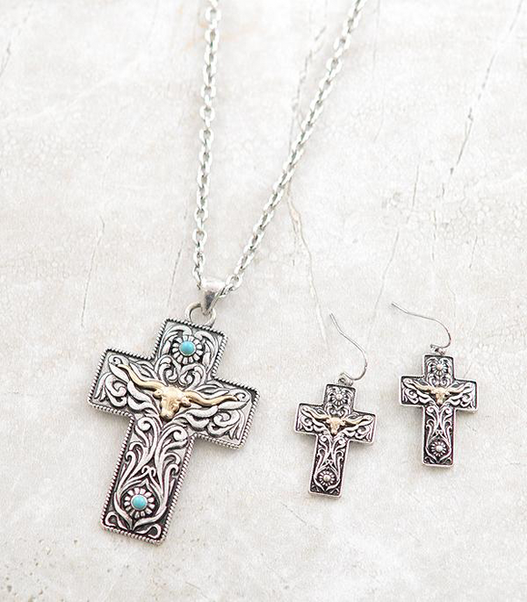 Longhorn Cross Necklace