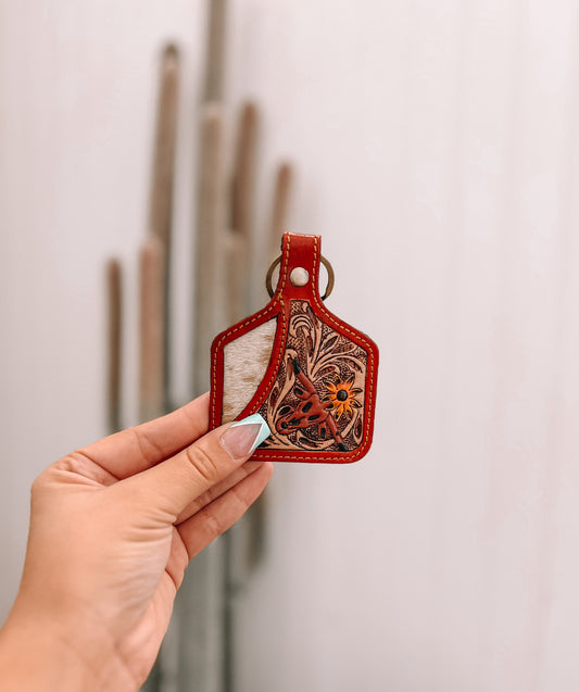 Steerhead Pass Hand-tooled Leather Key Fob