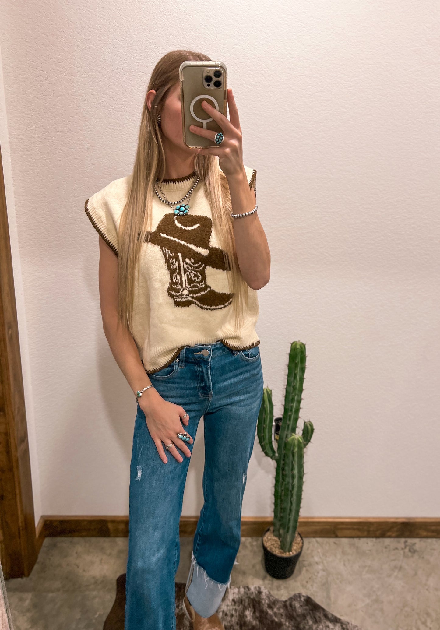 Cowboy Boot Sweater Vest