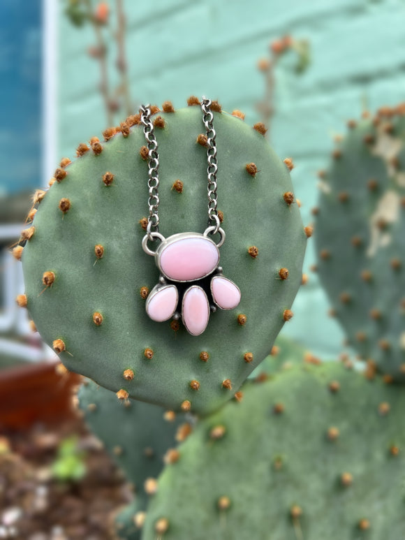 Pink Conch Cluster Necklace