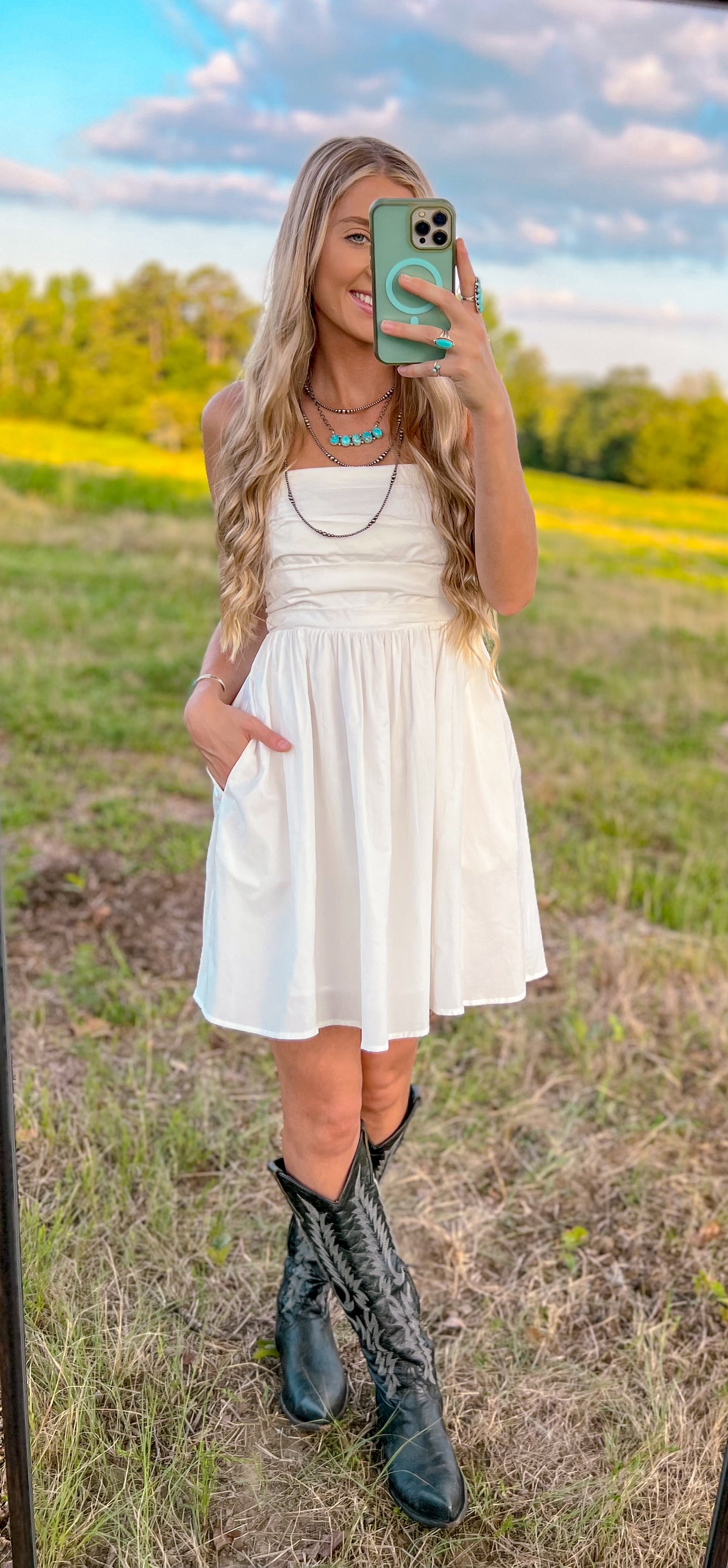 Nova Poplin Pleated Mini Dress *White