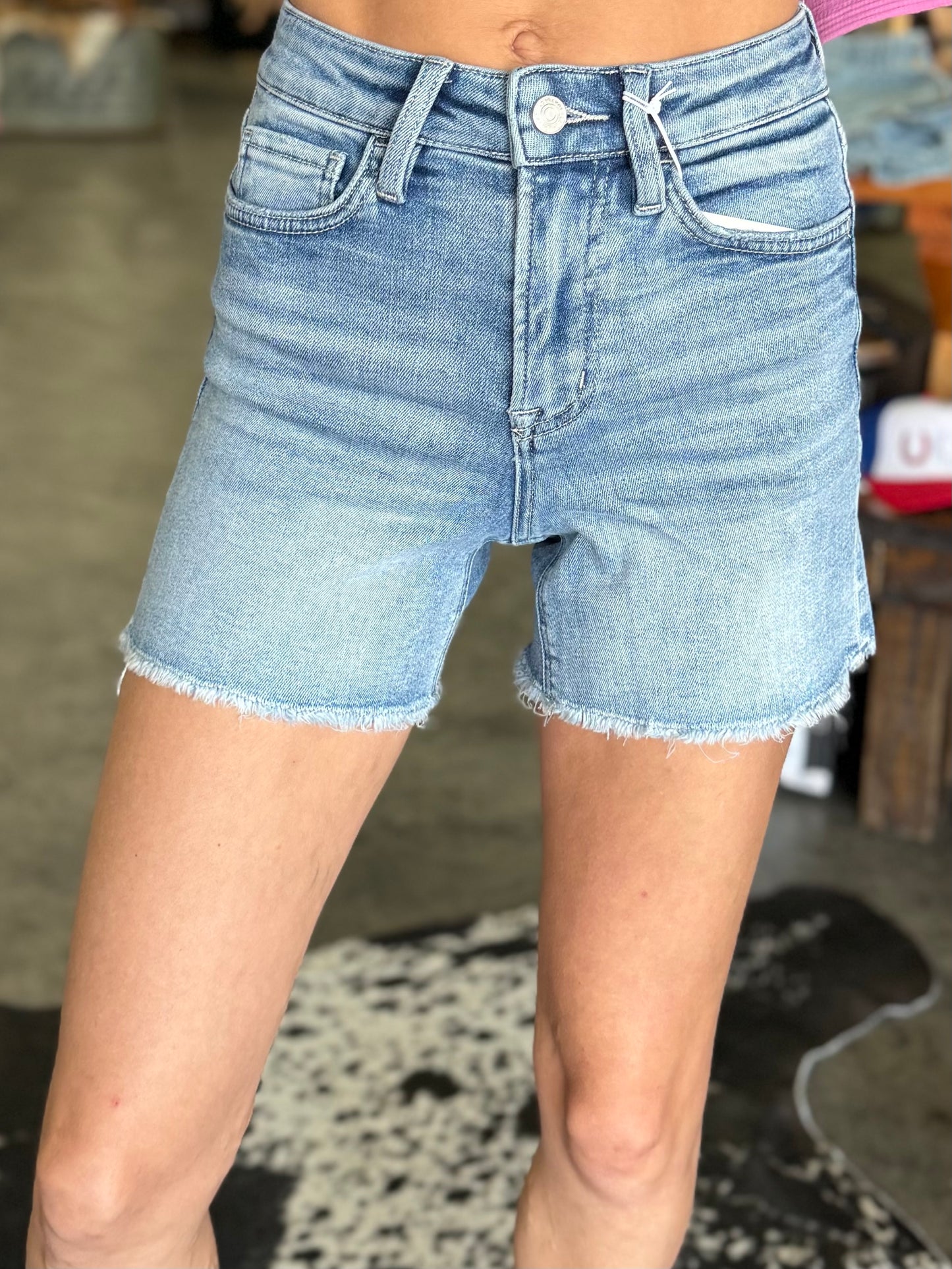 The Ruby Midi Denim Shorts