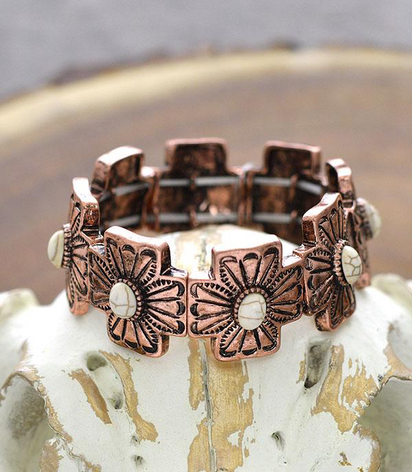 Concho Copper Cross Bracelet