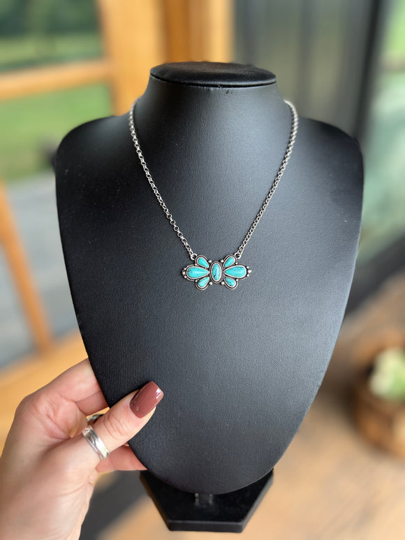 Turquoise Cluster Necklace