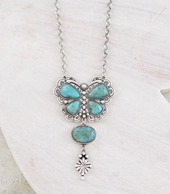 Turquoise Butterfly Concho Necklace