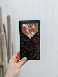 Tooled Leather & Cowhide Bifold Mens Wallet-2