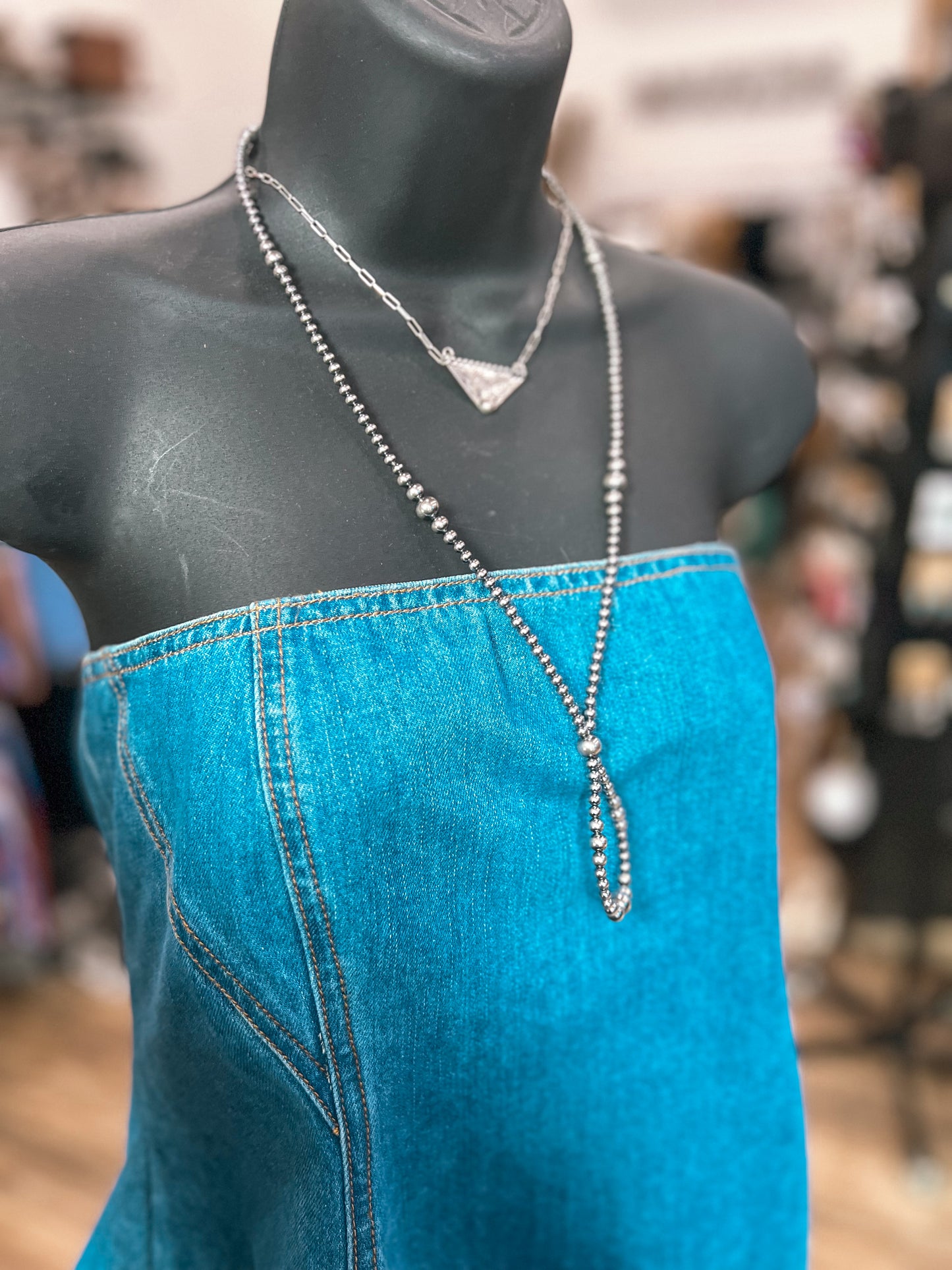 23” Graduated Sterling Silver Pearls Hoop Necklace